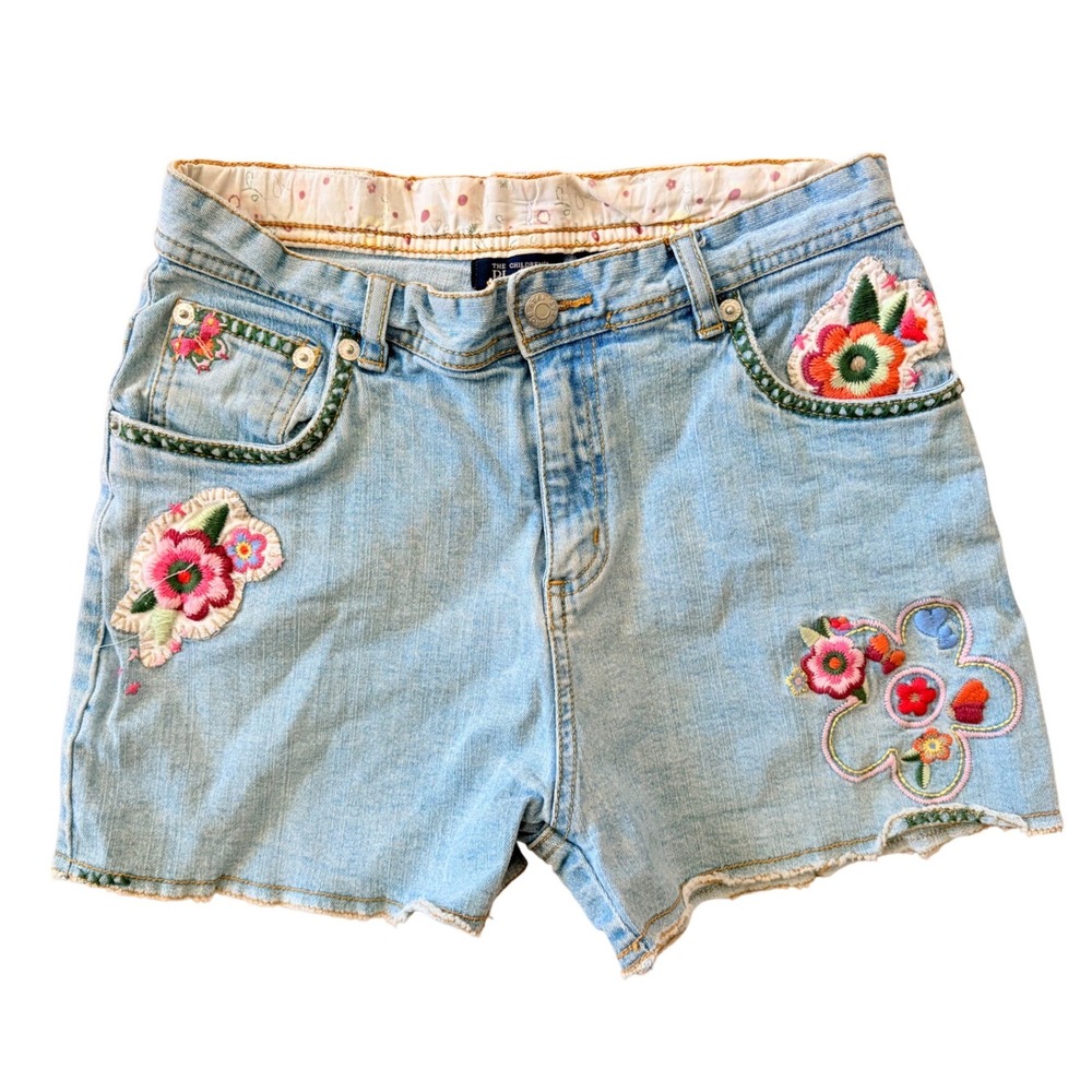 ❌❌❌SOLD❌❌❌Y2K The Childrens Place Embroidered Floral Denim Shorts Boho 14 #5